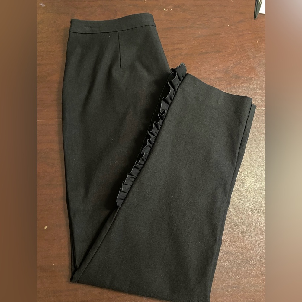 Eric Classic Black Pants pull on style with ruffle on leg